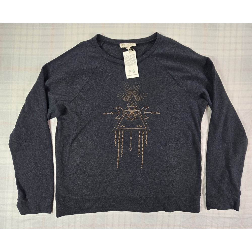 Synergy Womens Organic Cotton Moon Dream Lightweight Sweatshirt Gray XL NWT